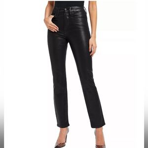 Good American “Better Than Leather” High Rise Ankle Straight Leg Jeans